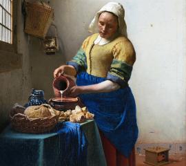 フェルメール：牛乳を注ぐ女（1657年）-無料壁紙