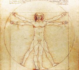 レオナルド・ダ・ヴィンチ：ウィトルウィウス的人体図-無料壁紙