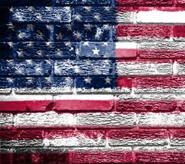レンガに描かれたアメリカ国旗-無料壁紙