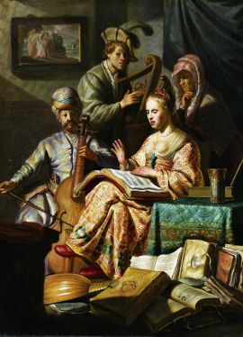 レンブラント・ファン・レイン：音楽を奏でる人々-無料壁紙