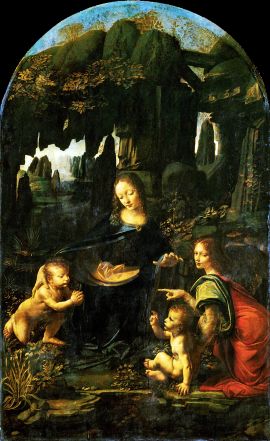 レオナルド・ダ・ヴィンチ：岩窟の聖母-無料壁紙