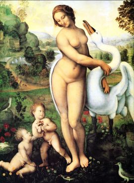 レオナルド・ダ・ヴィンチ：レダと白鳥-無料壁紙