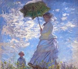 クロード・モネ：日傘をさす女性-無料壁紙