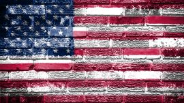 レンガに描かれたアメリカ国旗