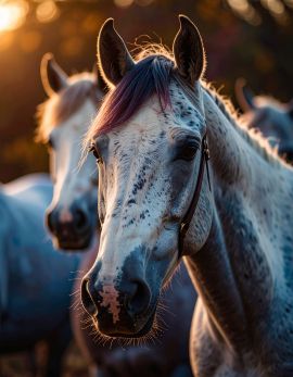 青とマジェンタの色合いで覆われた馬01