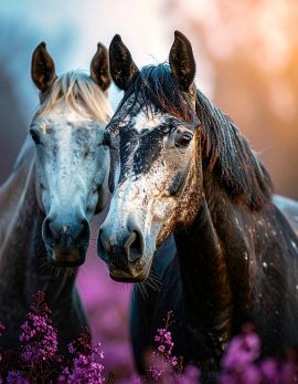 青とマジェンタの色合いで覆われた馬03