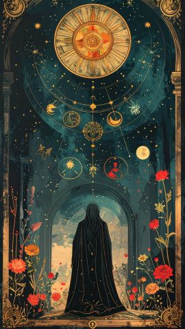 神秘的に配置されたタロットカードの象徴的な絵柄09