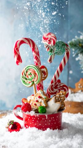 お菓子が雪のように舞う01