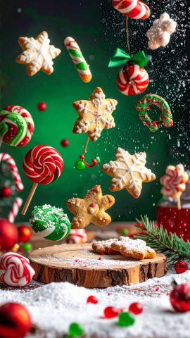 お菓子が雪のように舞う04