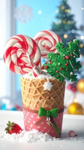 甘くて可愛いクリスマススイーツが並ぶポップなデザイン02