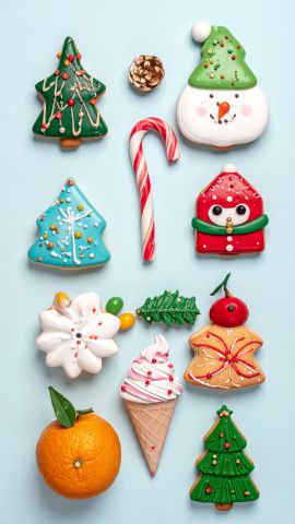 甘くて可愛いクリスマススイーツが並ぶポップなデザイン04