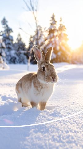 雪の中で遊ぶ可愛いうさぎ02