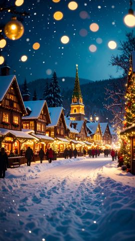 クリスマスの夜、町全体がキラキラと輝くファンタジーの世界