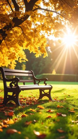 公園の木々が茜色に染まる秋の風景02