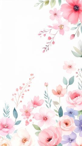 水彩で描く春の花畑