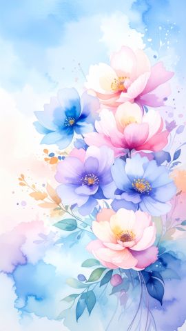 花のしずく水彩アート