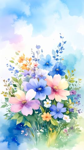 水彩フローラルガーデン