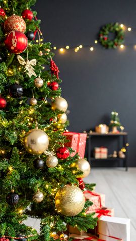 プレゼントと輝くツリー