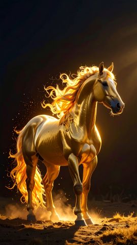 炎と朝日が生む黄金の馬