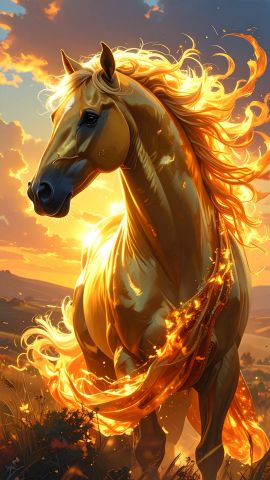 炎と光を駆ける黄金馬 左向きの衝動