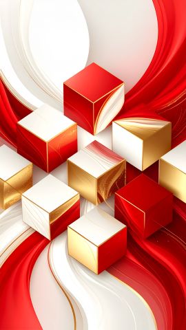 紅白＋金をアクセントにした抽象背景03