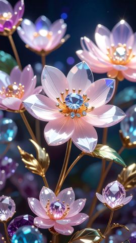 透明な輝きの水晶花