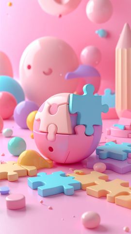 パステルカラーのパズルワールド