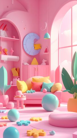 ピンクに映えるパズルアート