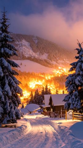 静寂に包まれる冬の街灯