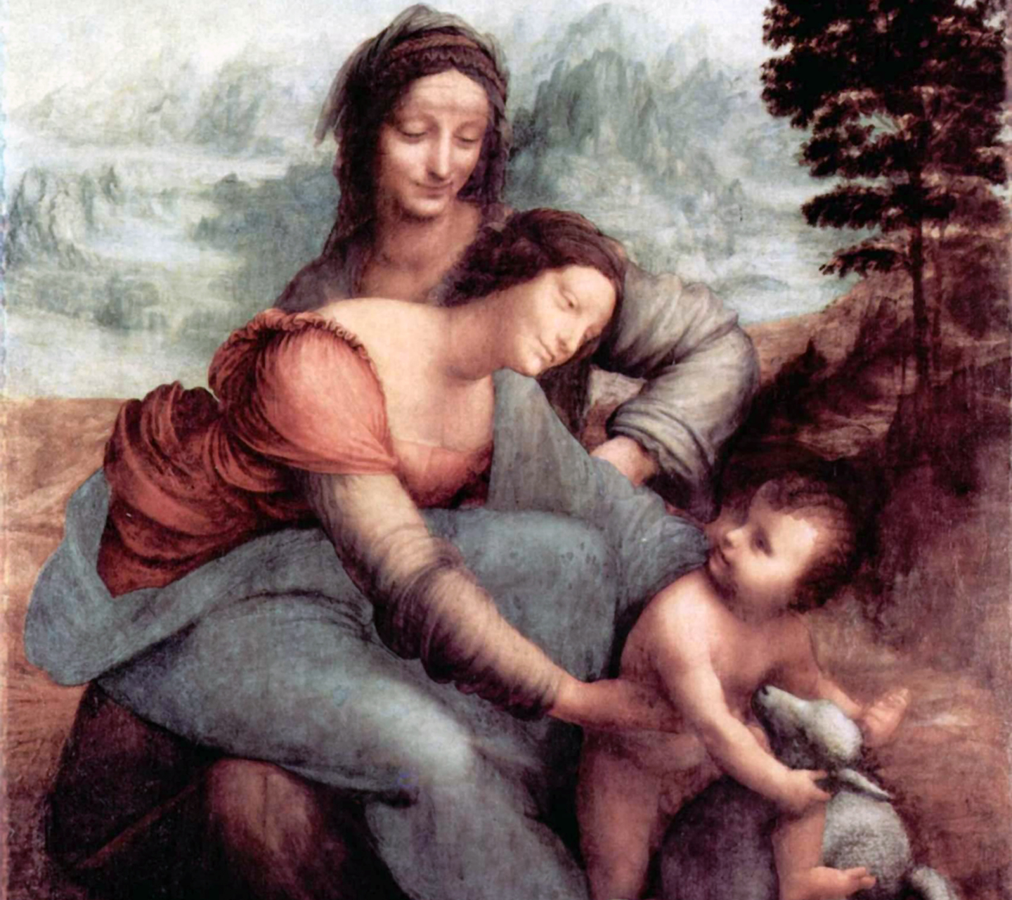 レオナルド・ダ・ヴィンチ：聖アンナと聖母子-無料壁紙
